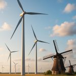 Modern wind farms and windmills