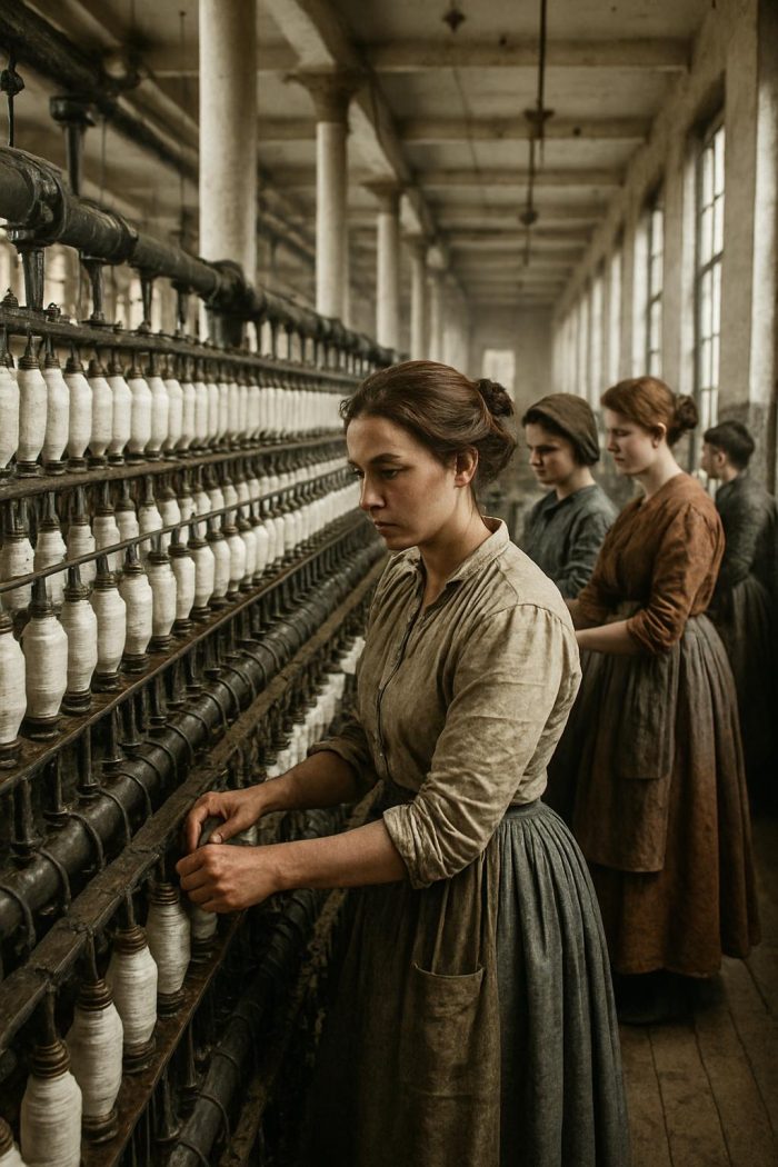 Women workers in mills during the 19th century